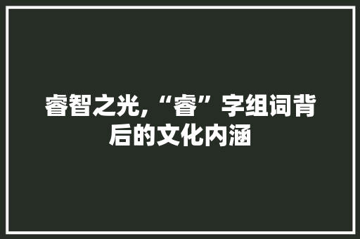 睿智之光,“睿”字组词背后的文化内涵