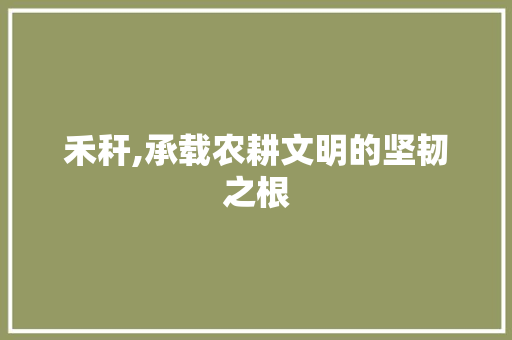 禾秆,承载农耕文明的坚韧之根
