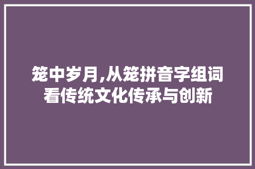 笼中岁月,从笼拼音字组词看传统文化传承与创新