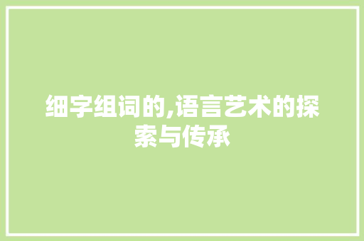 细字组词的,语言艺术的探索与传承
