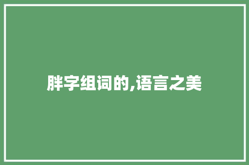 胖字组词的,语言之美 商业计划书范文