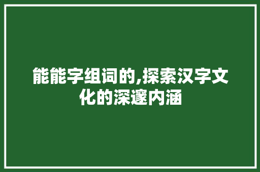 能能字组词的,探索汉字文化的深邃内涵