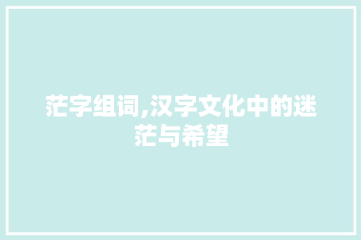 茫字组词,汉字文化中的迷茫与希望 职场应用