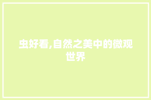 虫好看,自然之美中的微观世界