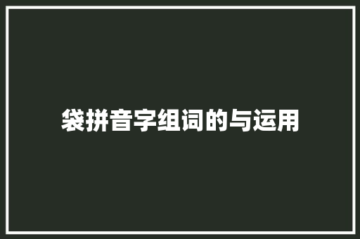 袋拼音字组词的与运用 范文资源