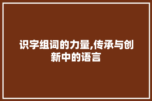 识字组词的力量,传承与创新中的语言