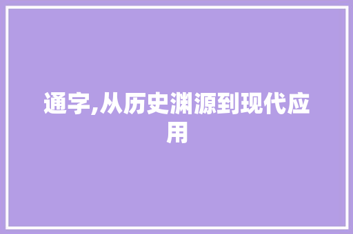 通字,从历史渊源到现代应用