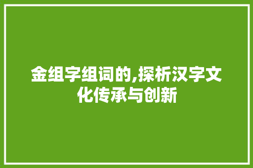 金组字组词的,探析汉字文化传承与创新 商业计划书范文