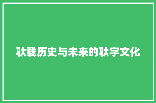 驮载历史与未来的驮字文化