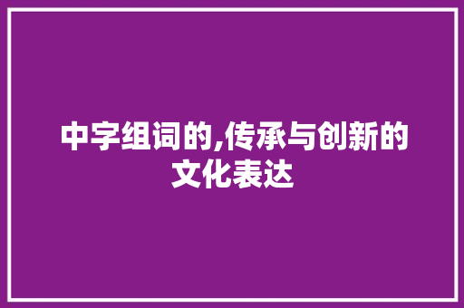 中字组词的,传承与创新的文化表达