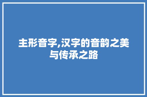 主形音字,汉字的音韵之美与传承之路