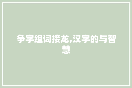 争字组词接龙,汉字的与智慧