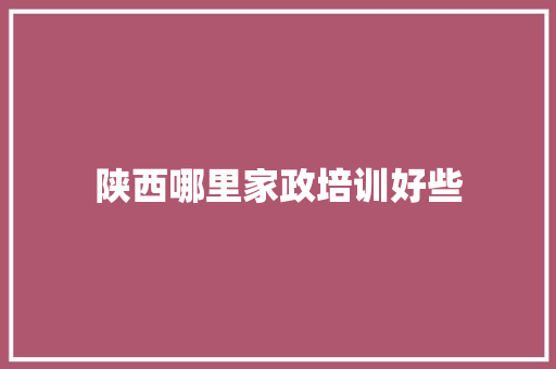 陕西哪里家政培训好些