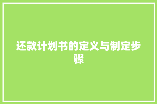 还款计划书的定义与制定步骤