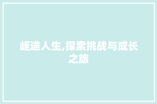 岖途人生,探索挑战与成长之旅