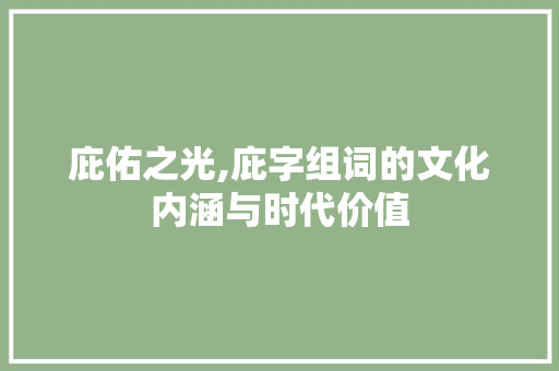 庇佑之光,庇字组词的文化内涵与时代价值