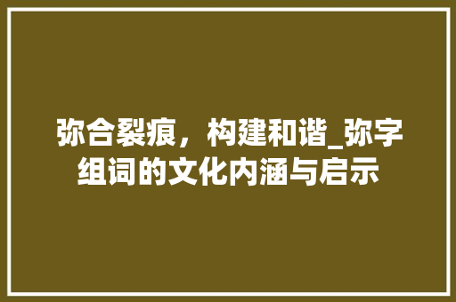 弥合裂痕，构建和谐_弥字组词的文化内涵与启示