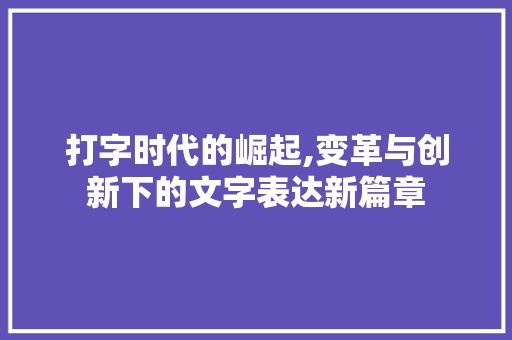 打字时代的崛起,变革与创新下的文字表达新篇章