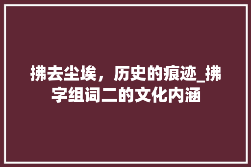 拂去尘埃，历史的痕迹_拂字组词二的文化内涵