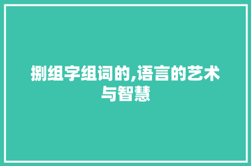 捌组字组词的,语言的艺术与智慧 商业计划书范文