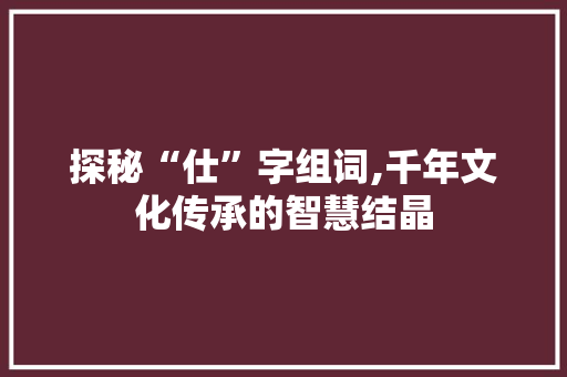 探秘“仕”字组词,千年文化传承的智慧结晶