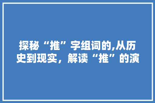 探秘“推”字组词的,从历史到现实，解读“推”的演变与内涵