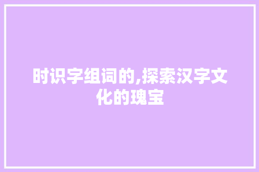时识字组词的,探索汉字文化的瑰宝