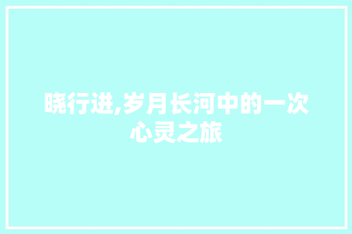 晓行进,岁月长河中的一次心灵之旅