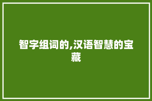 智字组词的,汉语智慧的宝藏