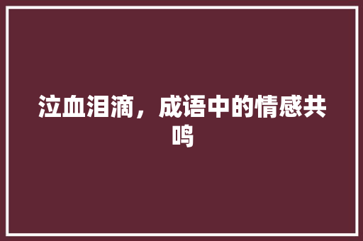 泣血泪滴，成语中的情感共鸣