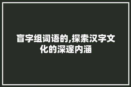 盲字组词语的,探索汉字文化的深邃内涵