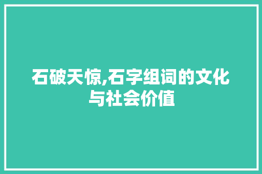 石破天惊,石字组词的文化与社会价值