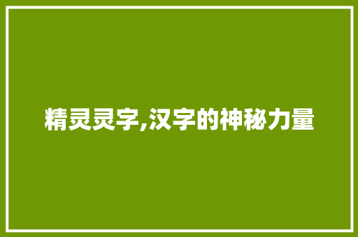 精灵灵字,汉字的神秘力量