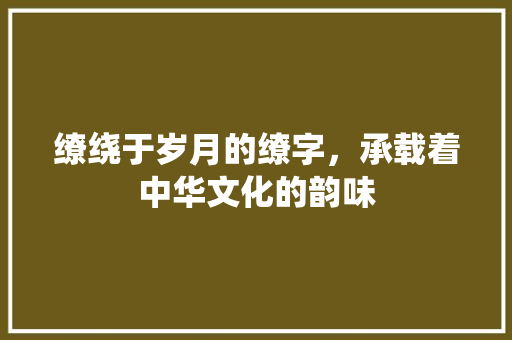 缭绕于岁月的缭字，承载着中华文化的韵味