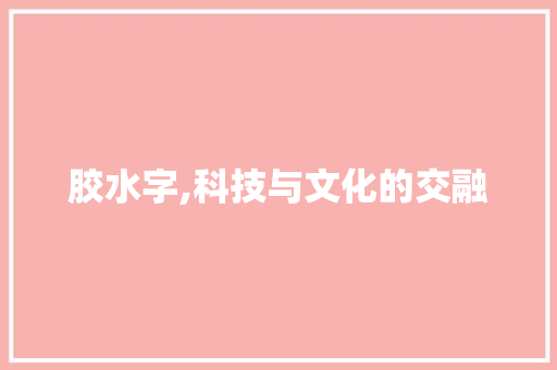 胶水字,科技与文化的交融 商业计划书范文