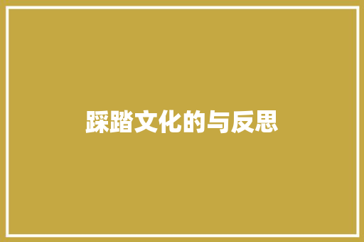 踩踏文化的与反思