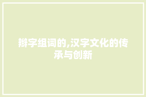 辫字组词的,汉字文化的传承与创新