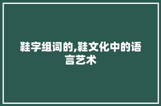 鞋字组词的,鞋文化中的语言艺术