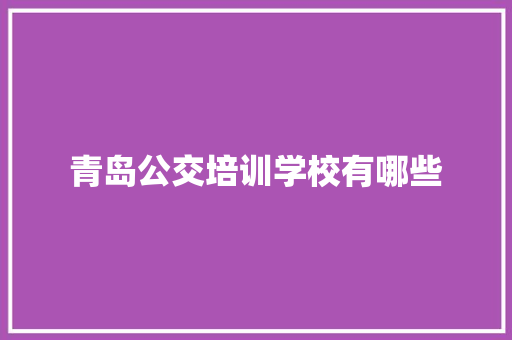 青岛公交培训学校有哪些