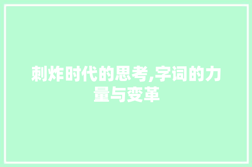 刺炸时代的思考,字词的力量与变革