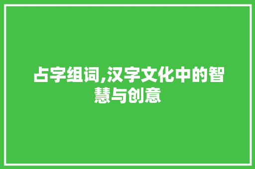 占字组词,汉字文化中的智慧与创意