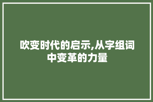 吹变时代的启示,从字组词中变革的力量