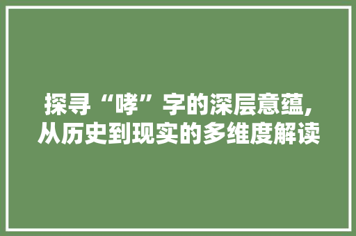 探寻“哮”字的深层意蕴,从历史到现实的多维度解读