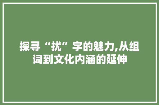 探寻“扰”字的魅力,从组词到文化内涵的延伸