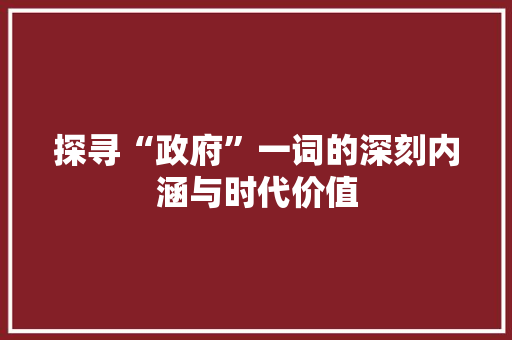 探寻“政府”一词的深刻内涵与时代价值