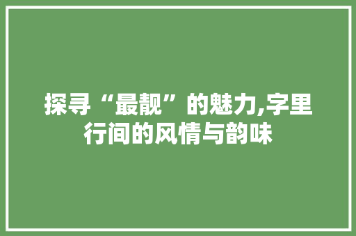 探寻“最靓”的魅力,字里行间的风情与韵味