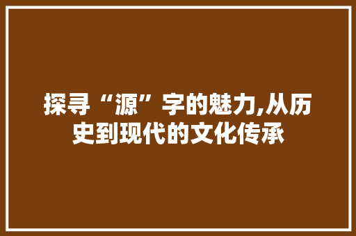 探寻“源”字的魅力,从历史到现代的文化传承