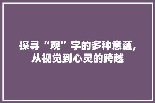 探寻“观”字的多种意蕴,从视觉到心灵的跨越