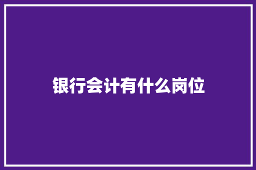 银行会计有什么岗位