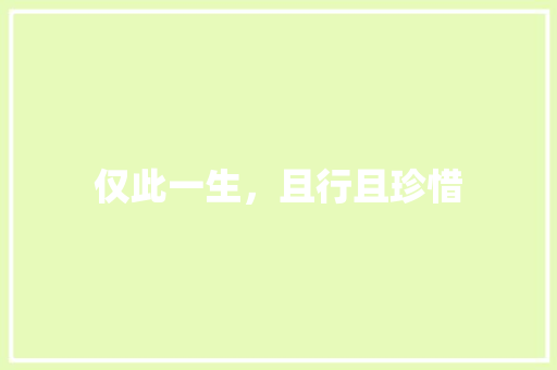 仅此一生，且行且珍惜